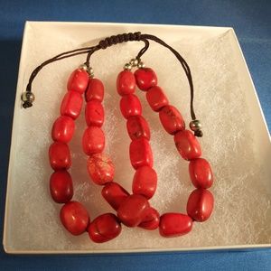 SALE Red stone, multi-strand Bracelet